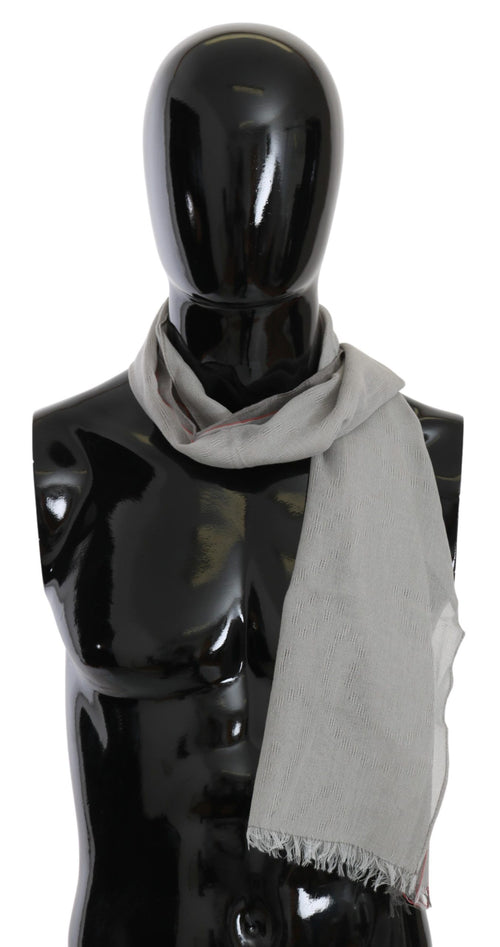 Costume National Gray Fringe Neck Wrap Cotton Scarf - ClickThatClicks 