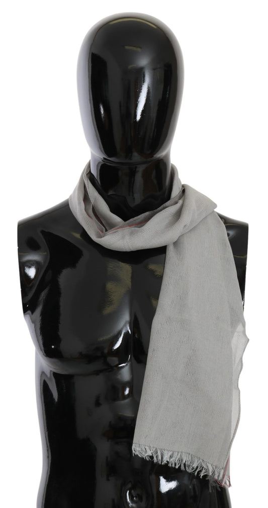 Costume National Gray Fringe Neck Wrap Cotton Scarf - ClickThatClicks 
