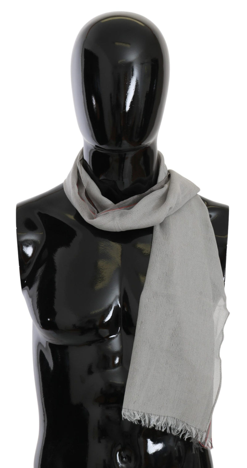 Costume National Gray Fringe Neck Wrap Cotton Scarf
