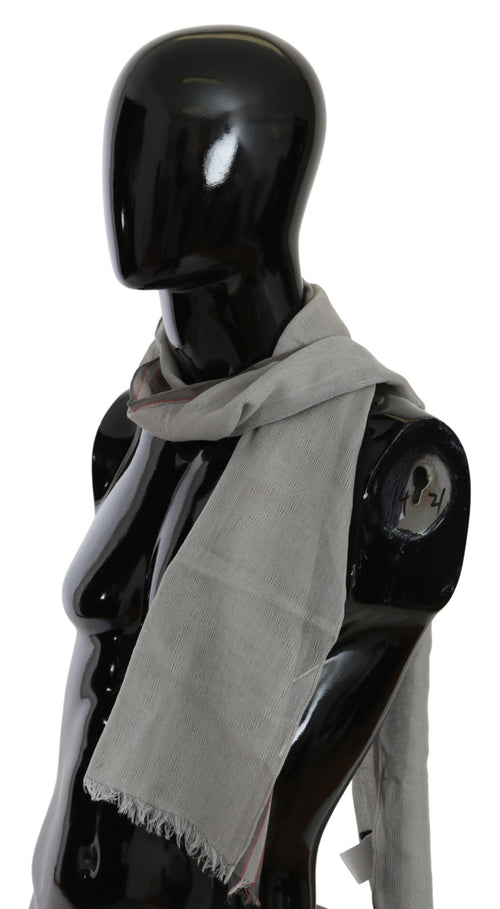 Costume National Gray Fringe Neck Wrap Cotton Scarf - ClickThatClicks 