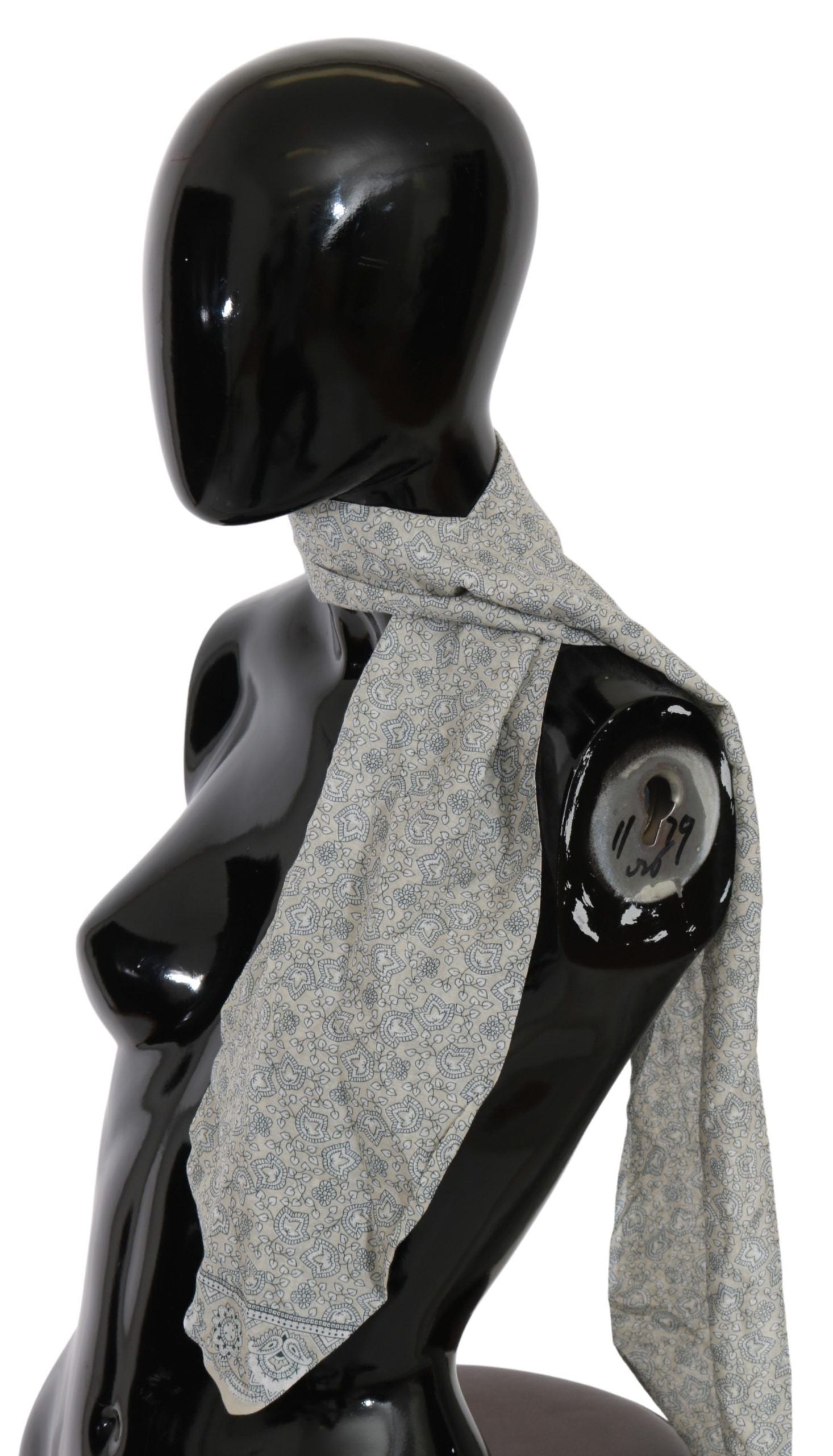 Ermanno Scervino Cotton Beige Blue Fantasy Print Scarf - ClickThatClicks 