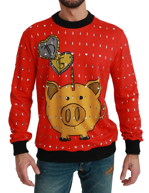 Dolce & Gabbana Red Crystal Pig of the Year Sweater - ClickThatClicks 