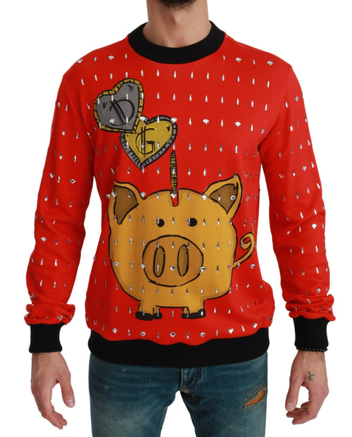 Dolce & Gabbana Red Crystal Pig of the Year Sweater - ClickThatClicks 