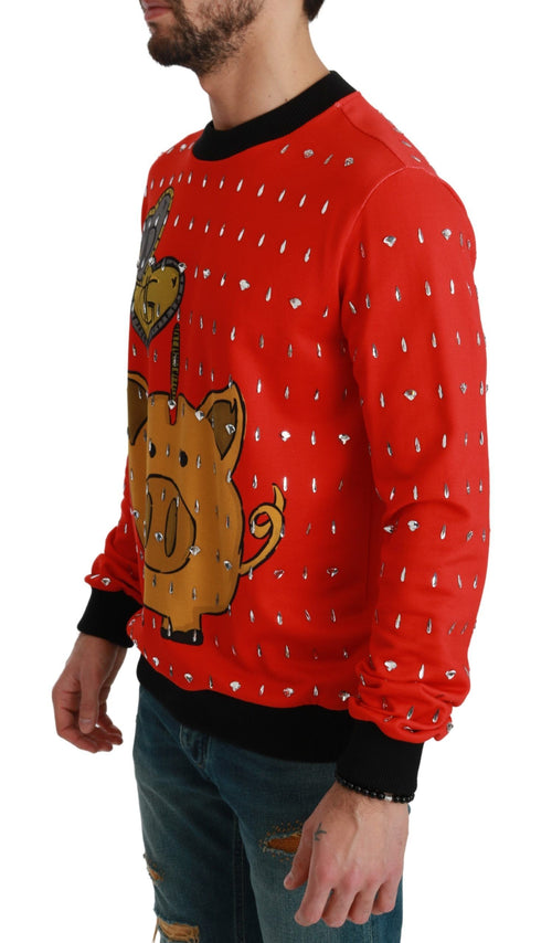 Dolce & Gabbana Red Crystal Pig of the Year Sweater - ClickThatClicks 