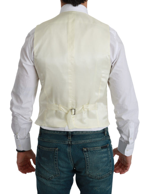 Dolce & Gabbana White Waistcoat Formal Wool  Vest - ClickThatClicks 