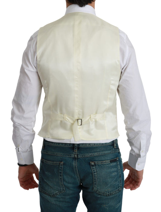 Dolce & Gabbana White Waistcoat Formal Wool  Vest - ClickThatClicks 