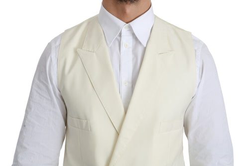 Dolce & Gabbana White Waistcoat Formal Wool  Vest - ClickThatClicks 