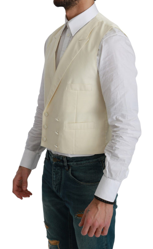 Dolce & Gabbana White Waistcoat Formal Wool  Vest - ClickThatClicks 