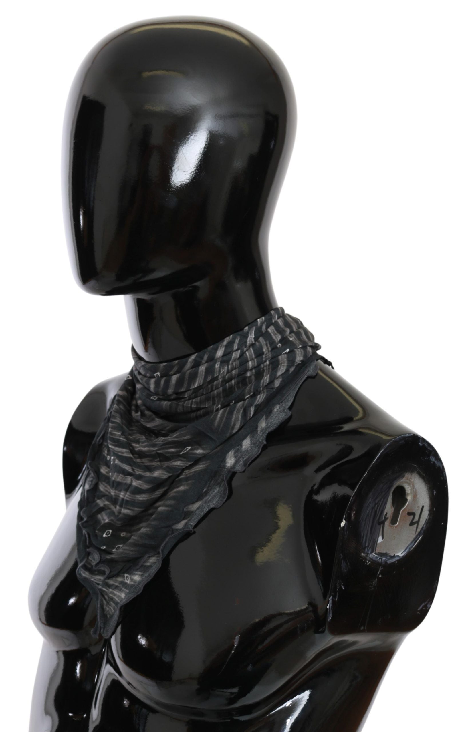 Costume National Black Gray Viscose Foulard Branded Scarf - ClickThatClicks 