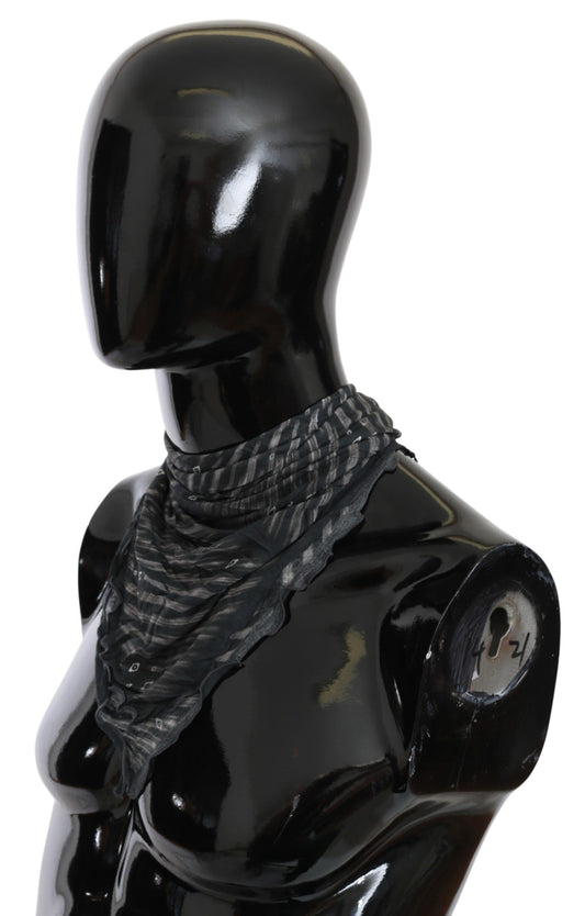 Costume National Black Gray Viscose Foulard Branded Scarf - ClickThatClicks 