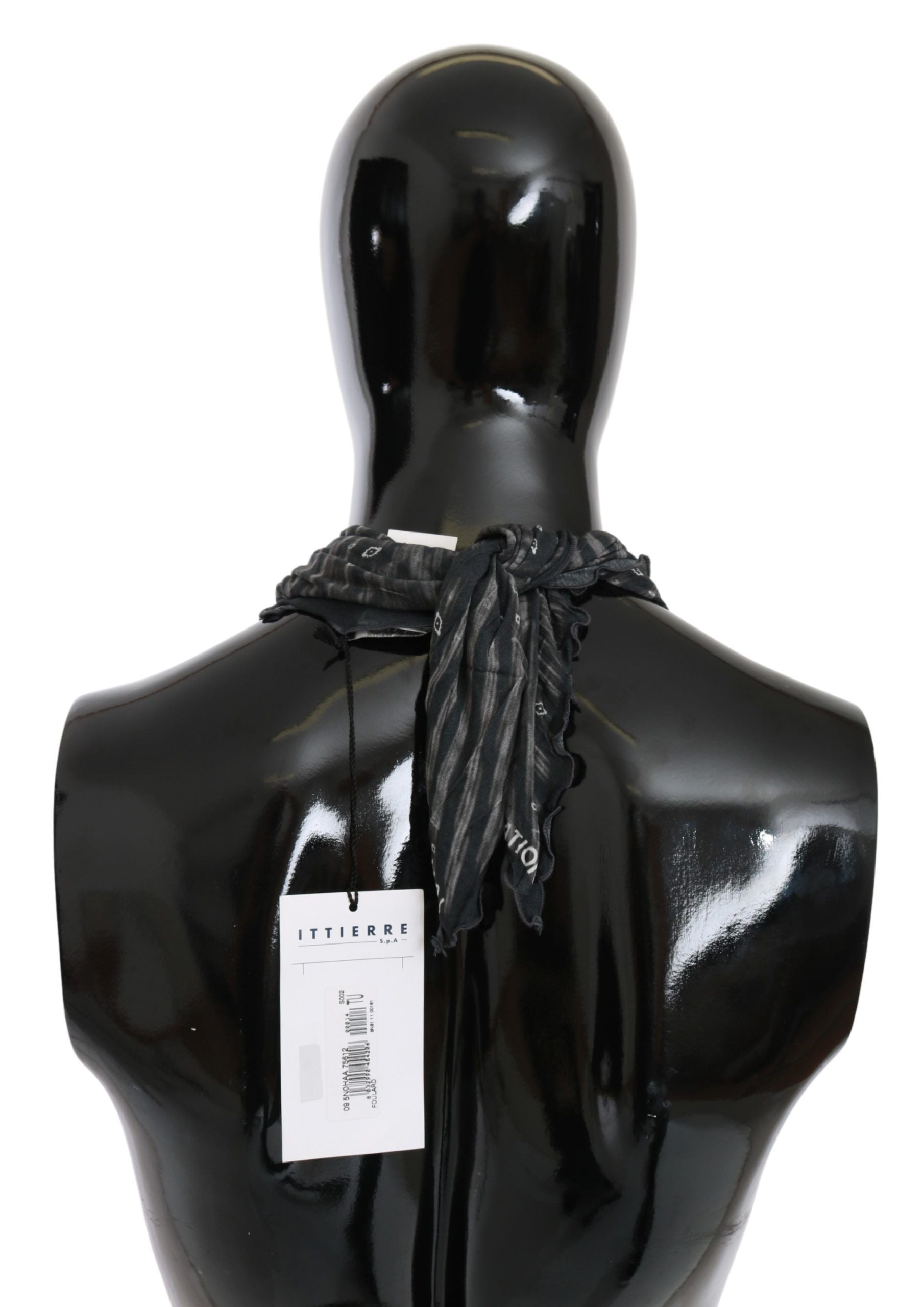 Costume National Black Gray Viscose Foulard Branded Scarf - ClickThatClicks 