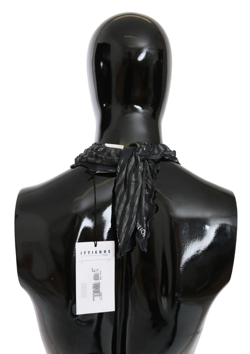 Costume National Black Gray Viscose Foulard Branded Scarf - ClickThatClicks 