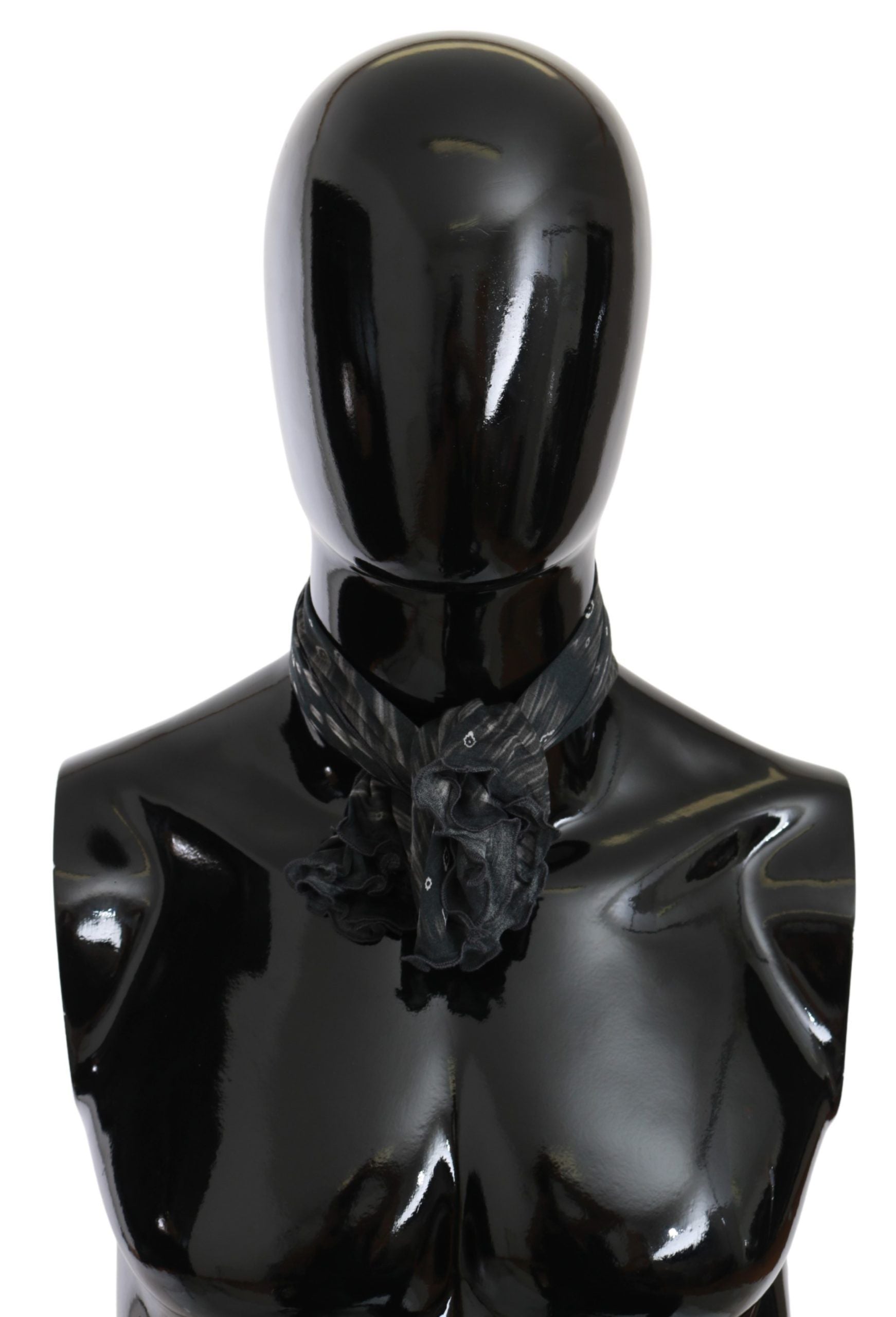 Costume National Black Gray Viscose Foulard Branded Scarf - ClickThatClicks 