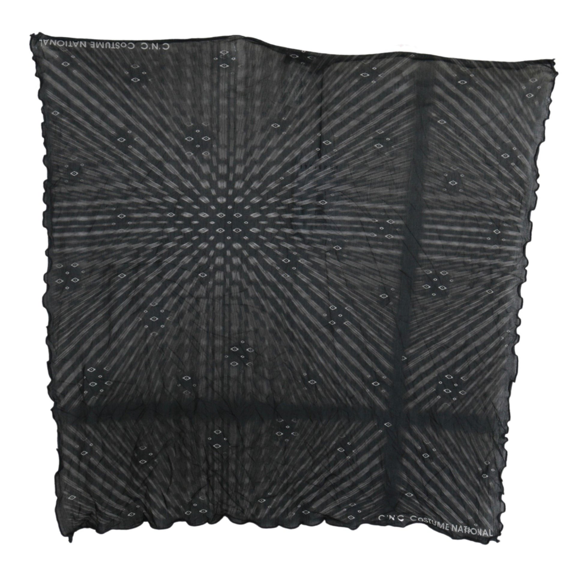 Costume National Black Gray Viscose Foulard Branded Scarf - ClickThatClicks 