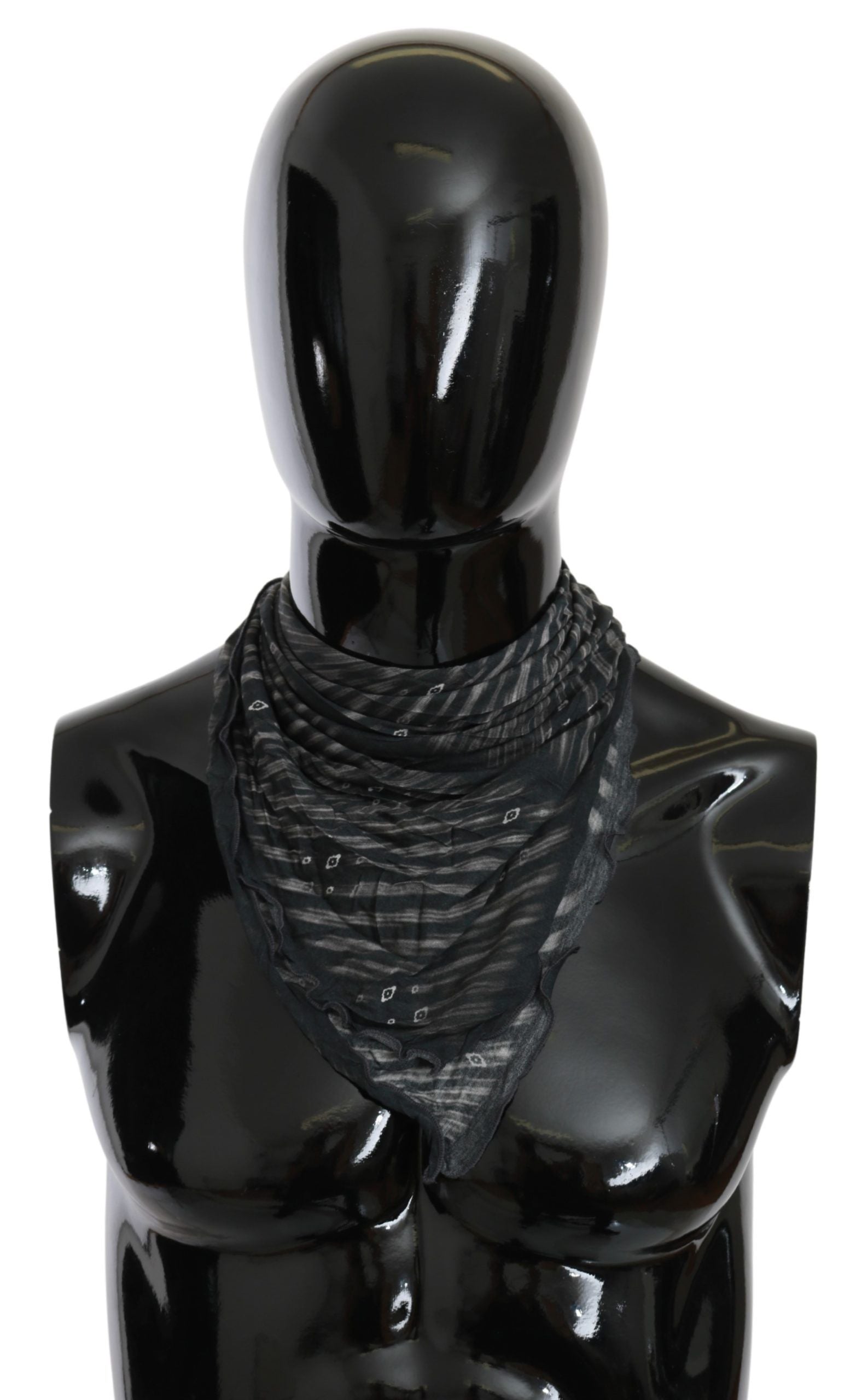 Costume National Black Gray Viscose Foulard Branded Scarf - ClickThatClicks 