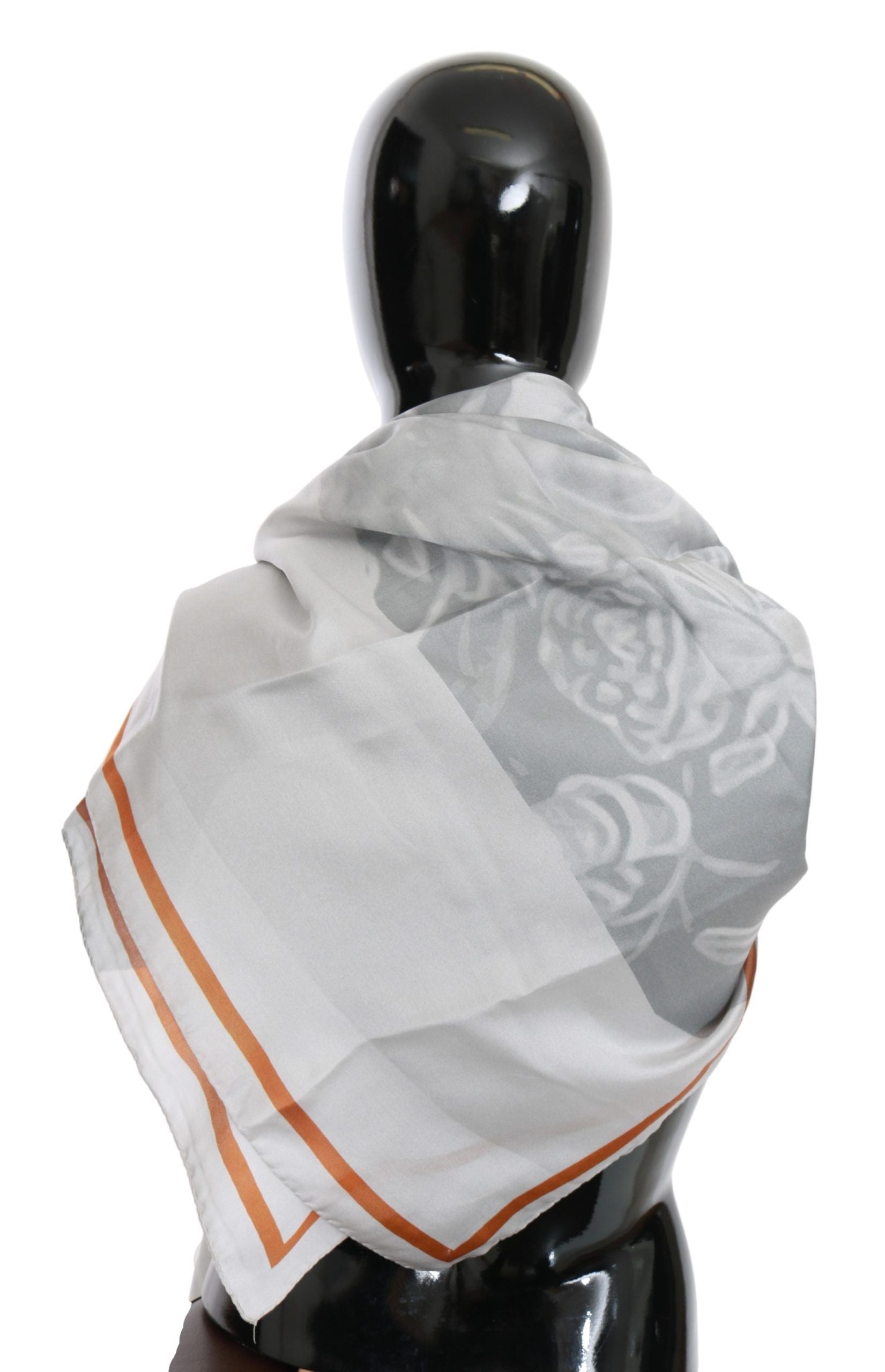 Costume National Gray Red Silk Shawl Foulard Wrap Scarf - ClickThatClicks 