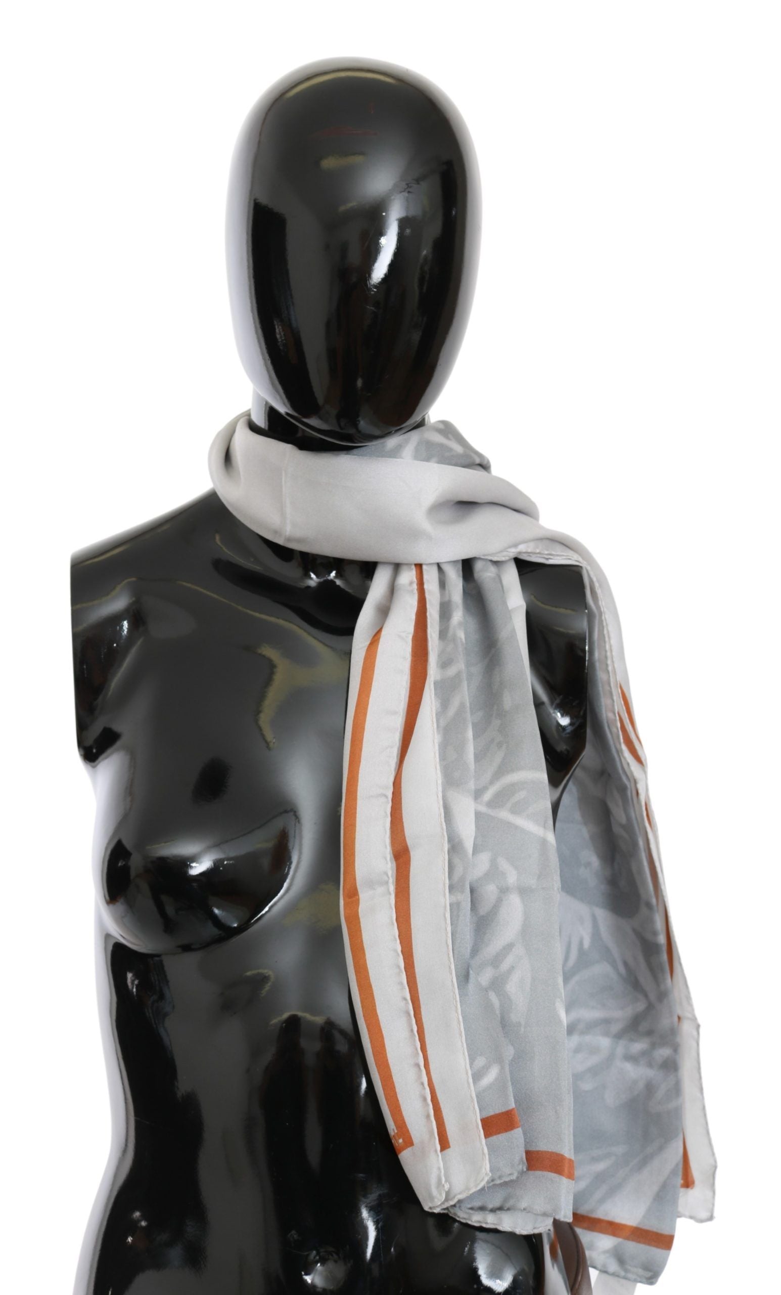 Costume National Gray Red Silk Shawl Foulard Wrap Scarf - ClickThatClicks 