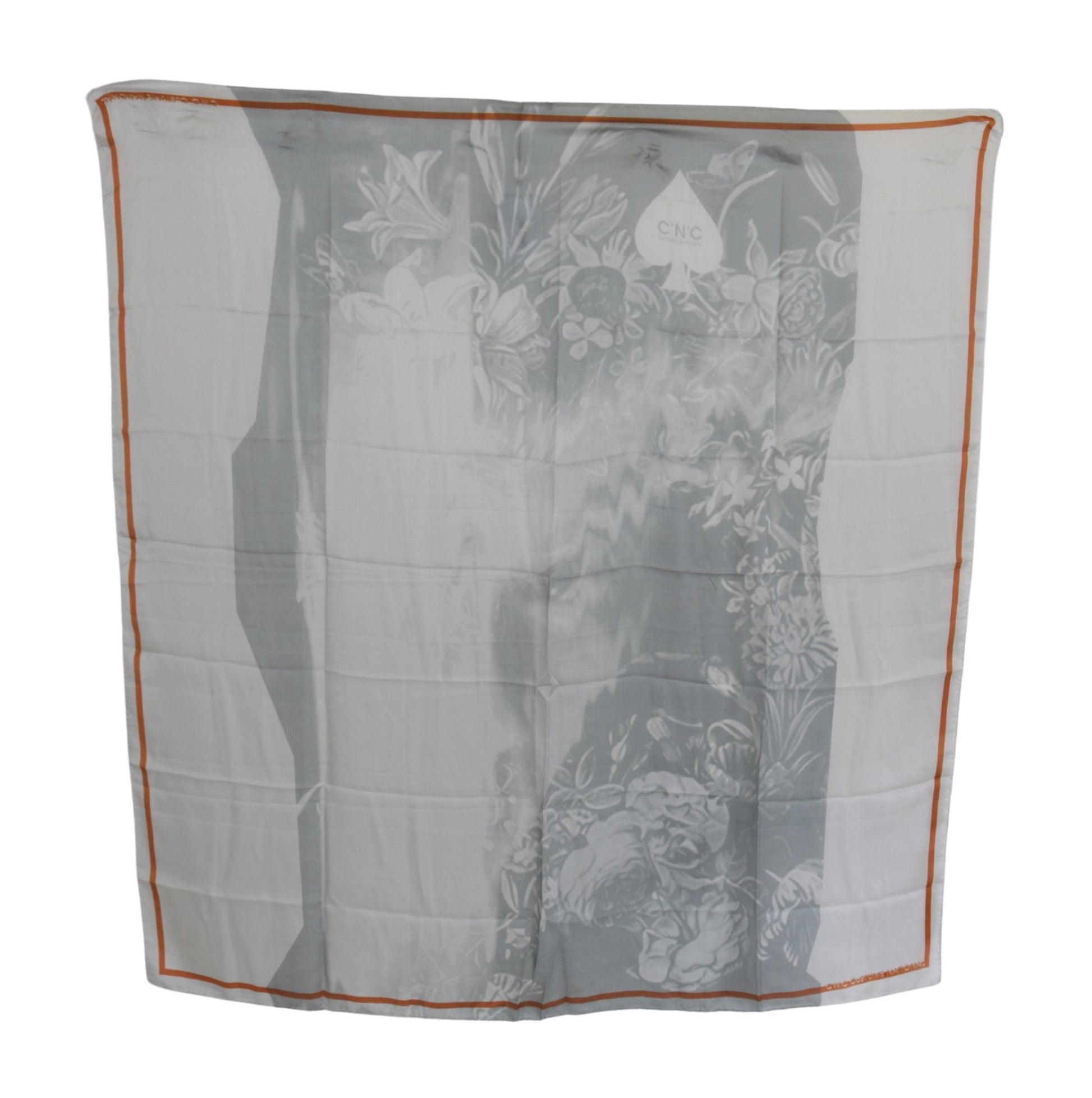 Costume National Gray Red Silk Shawl Foulard Wrap Scarf - ClickThatClicks 