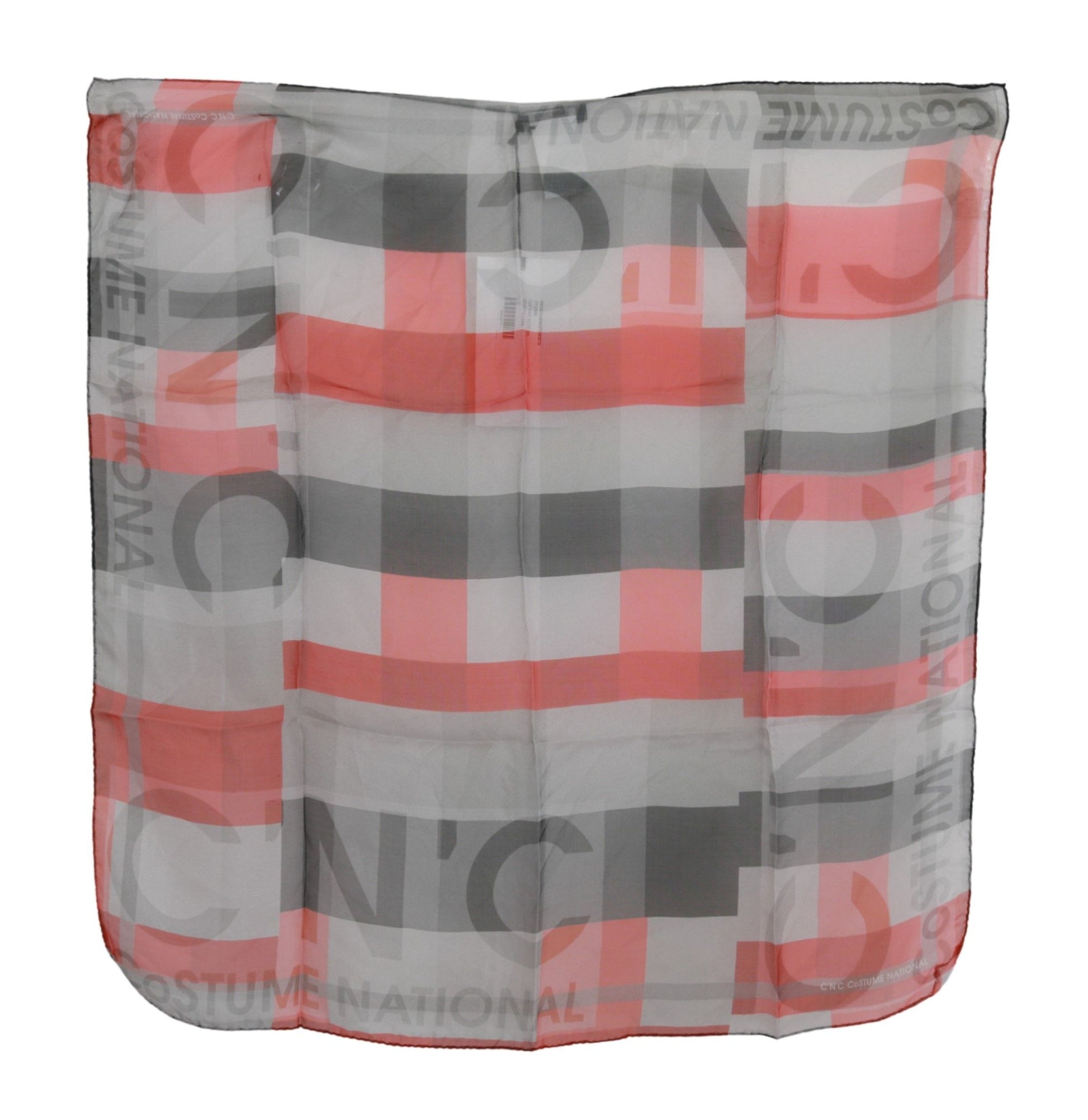 Costume National Red 100% Silk Branded Gray Scarf - ClickThatClicks 