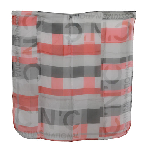 Costume National Red 100% Silk Branded Gray Scarf - ClickThatClicks 