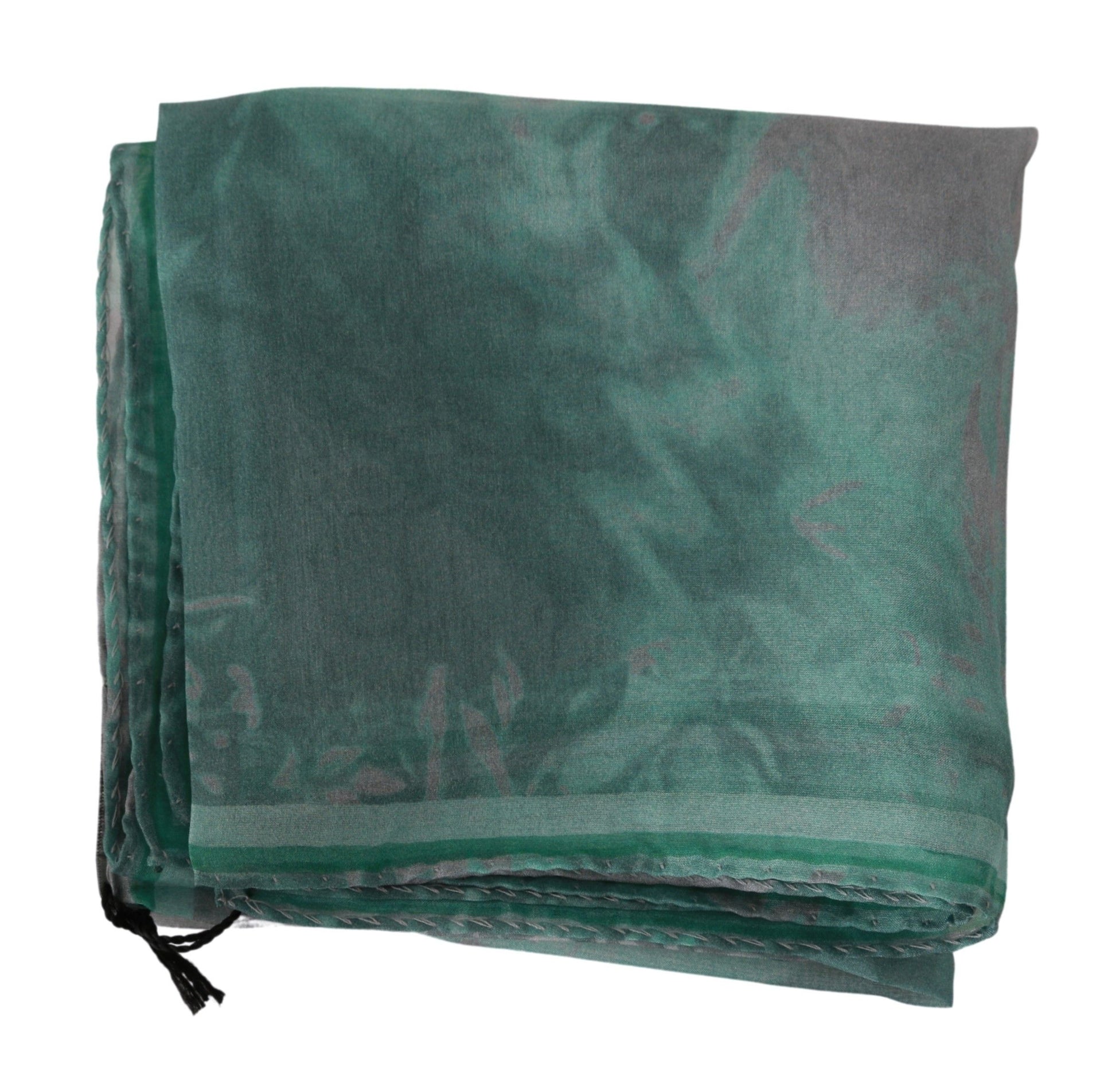 Costume National Green Silk Shawl Foulard Wrap Scarf - ClickThatClicks 