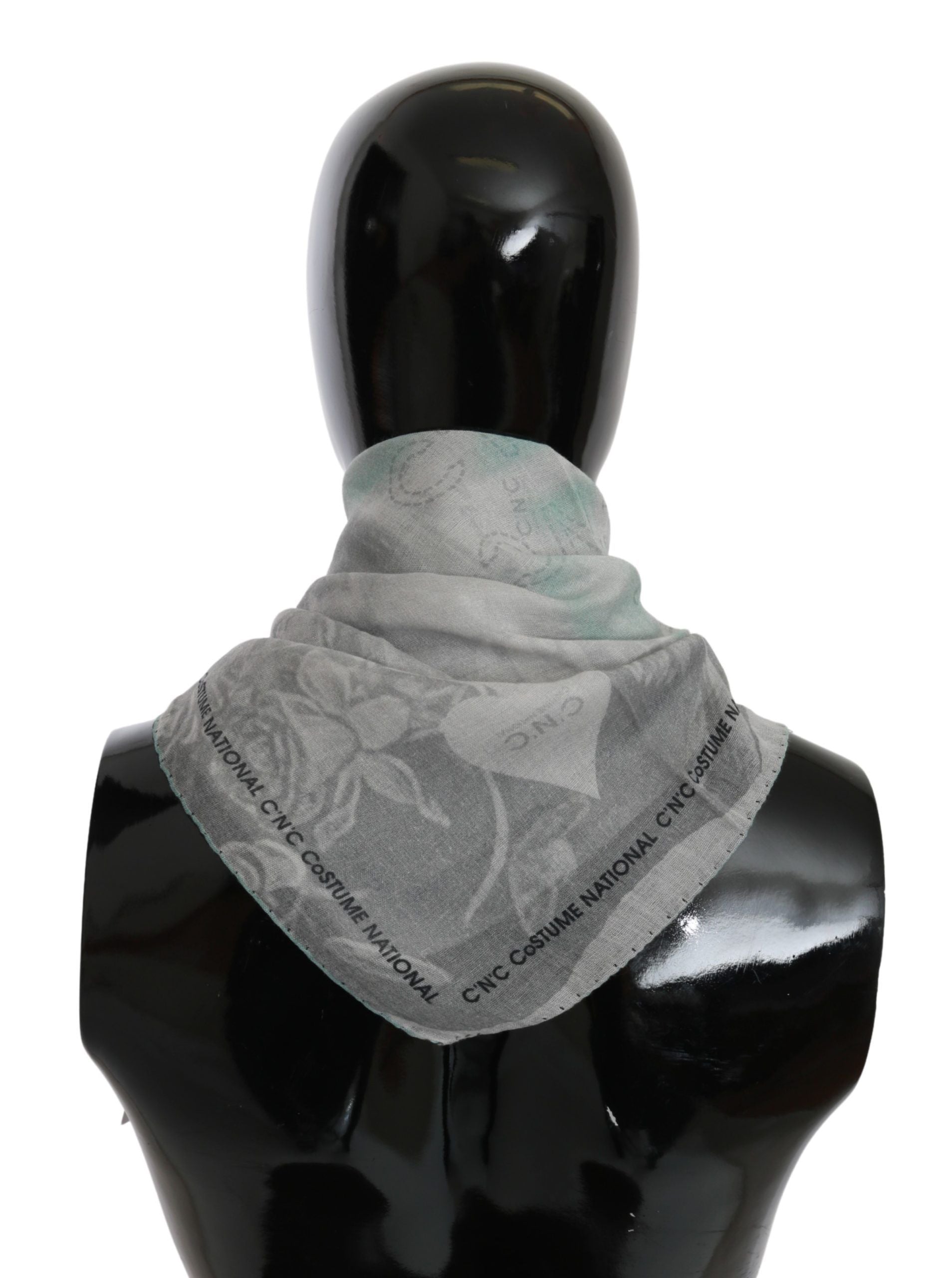 Costume National Gray Silk Shawl Foulard Wrap Scarf - ClickThatClicks 
