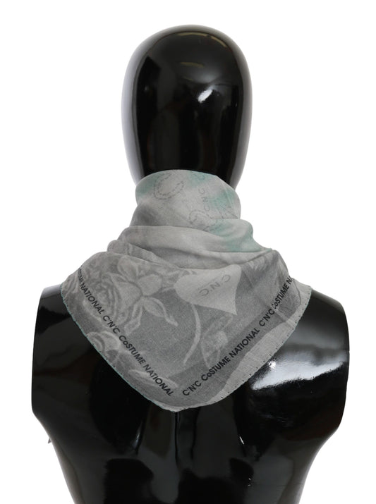 Costume National Gray Silk Shawl Foulard Wrap Scarf - ClickThatClicks 