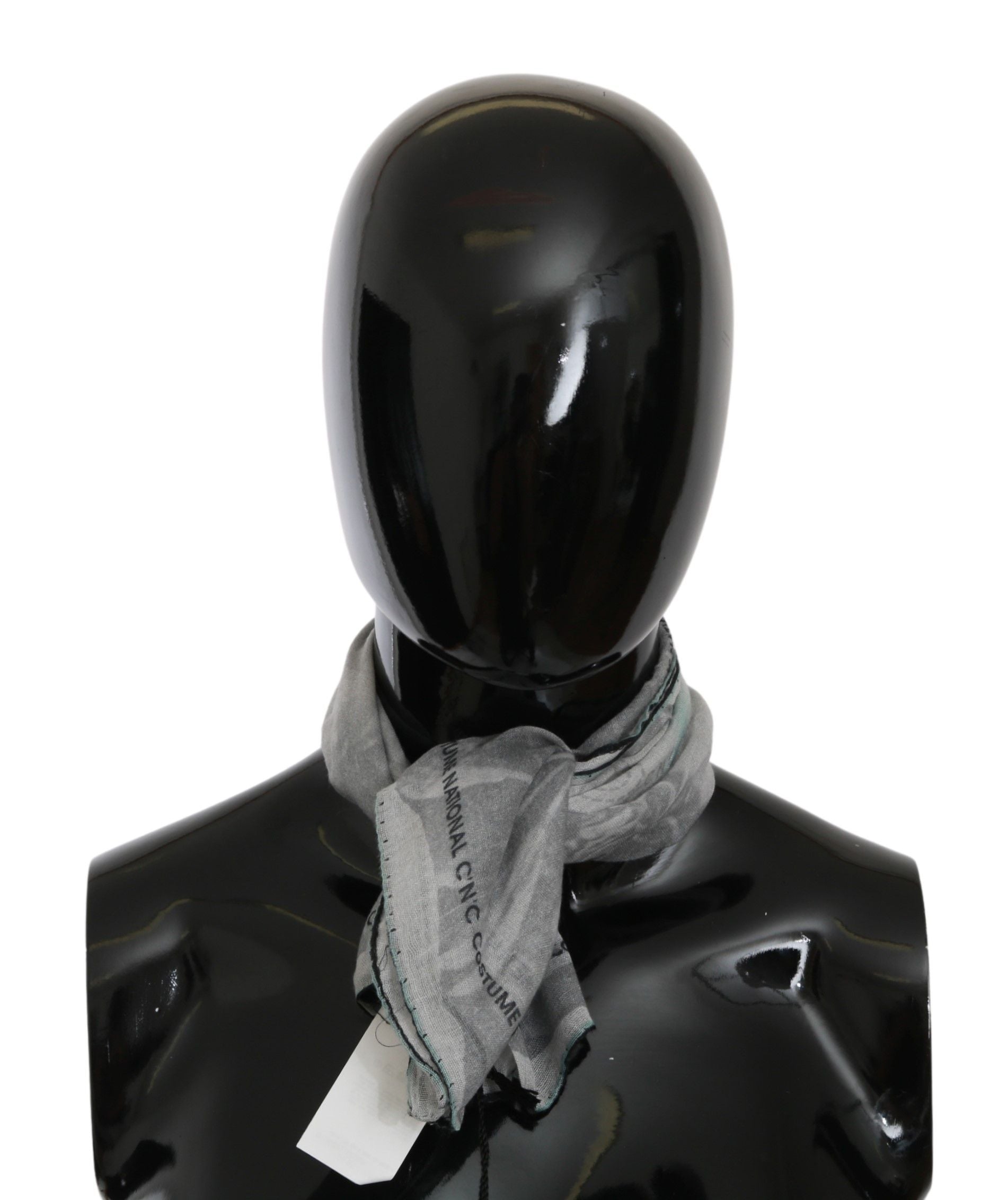 Costume National Gray Silk Shawl Foulard Wrap Scarf - ClickThatClicks 