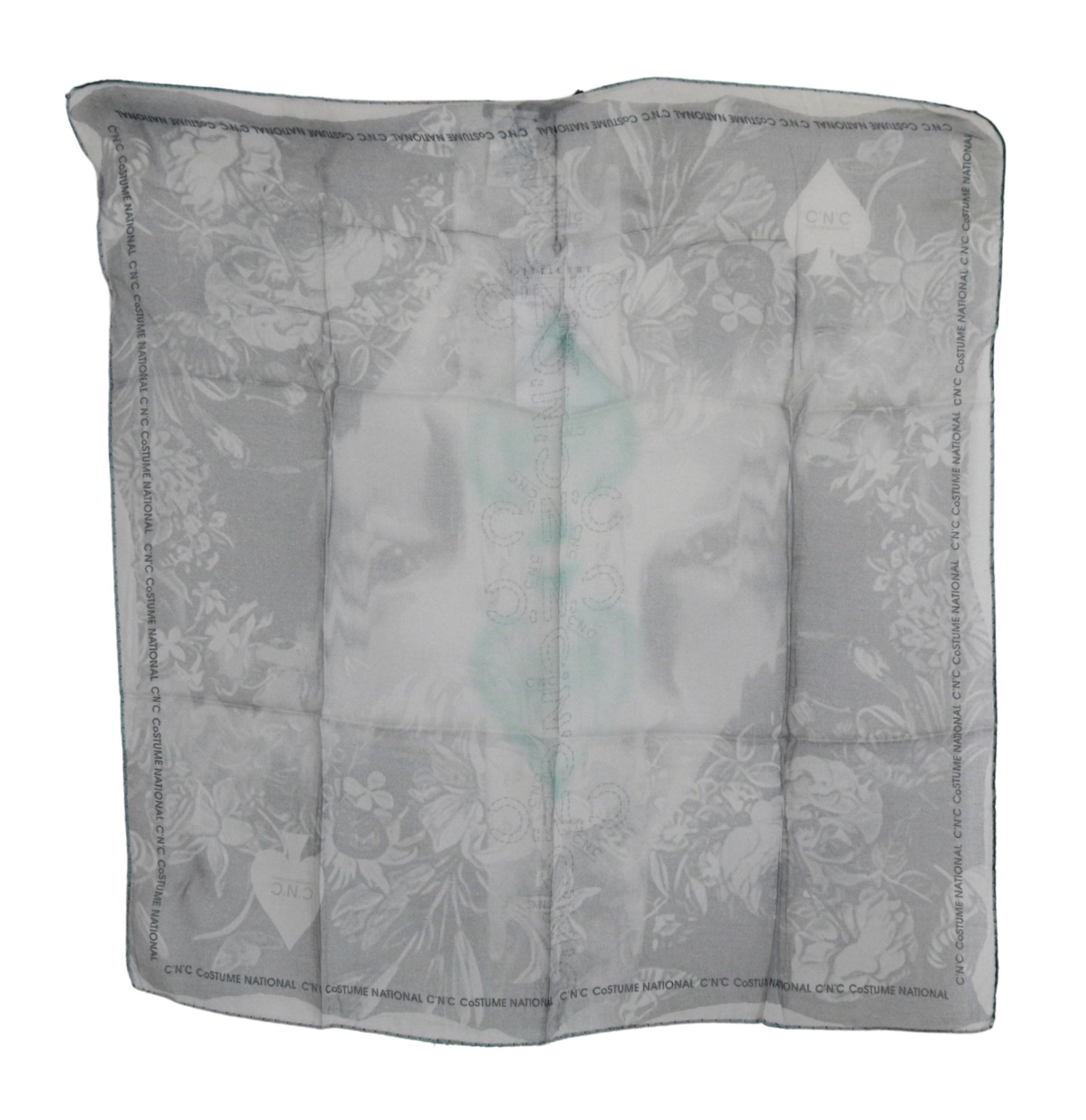 Costume National Gray Silk Shawl Foulard Wrap Scarf - ClickThatClicks 
