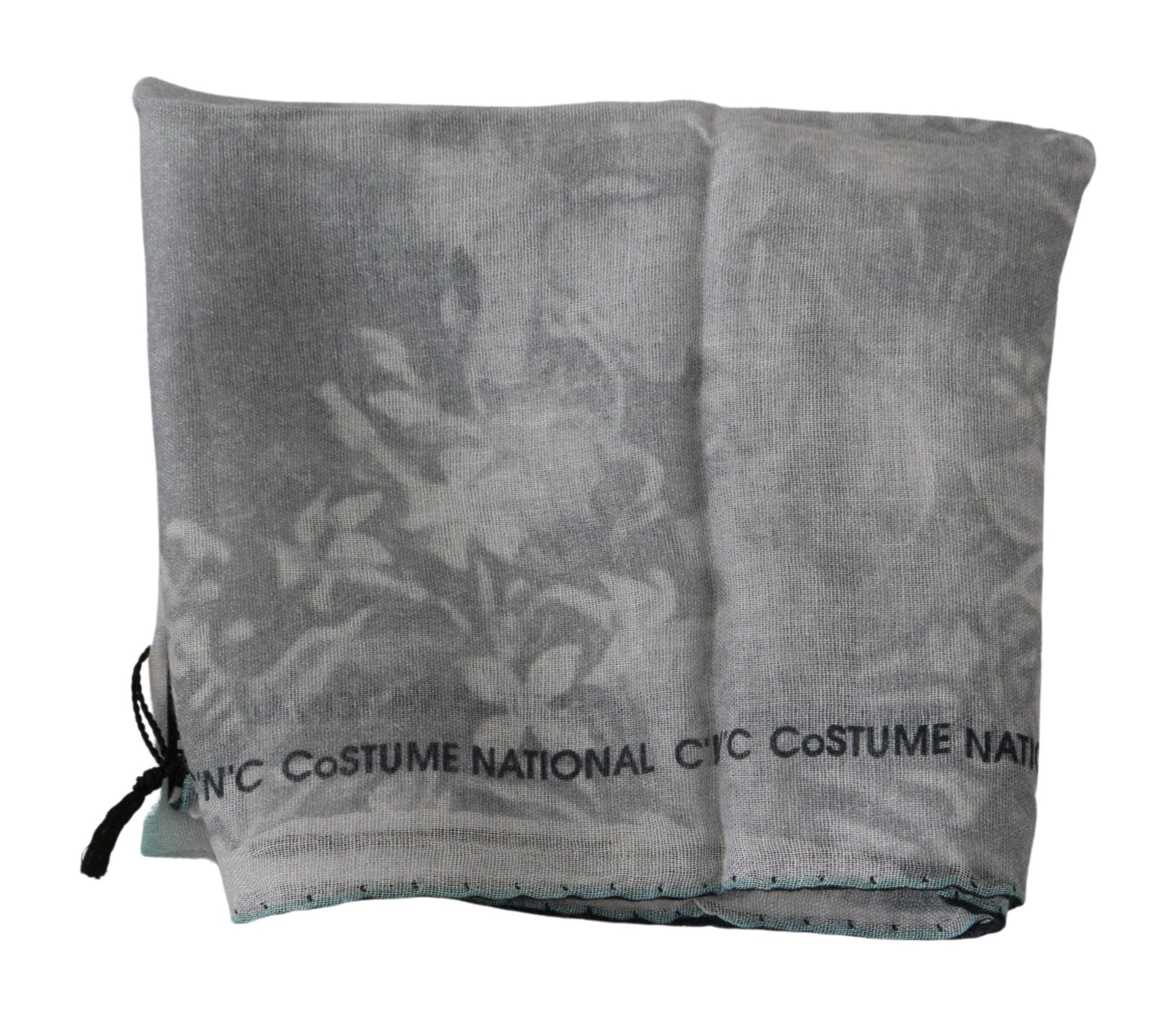 Costume National Gray Silk Shawl Foulard Wrap Scarf - ClickThatClicks 