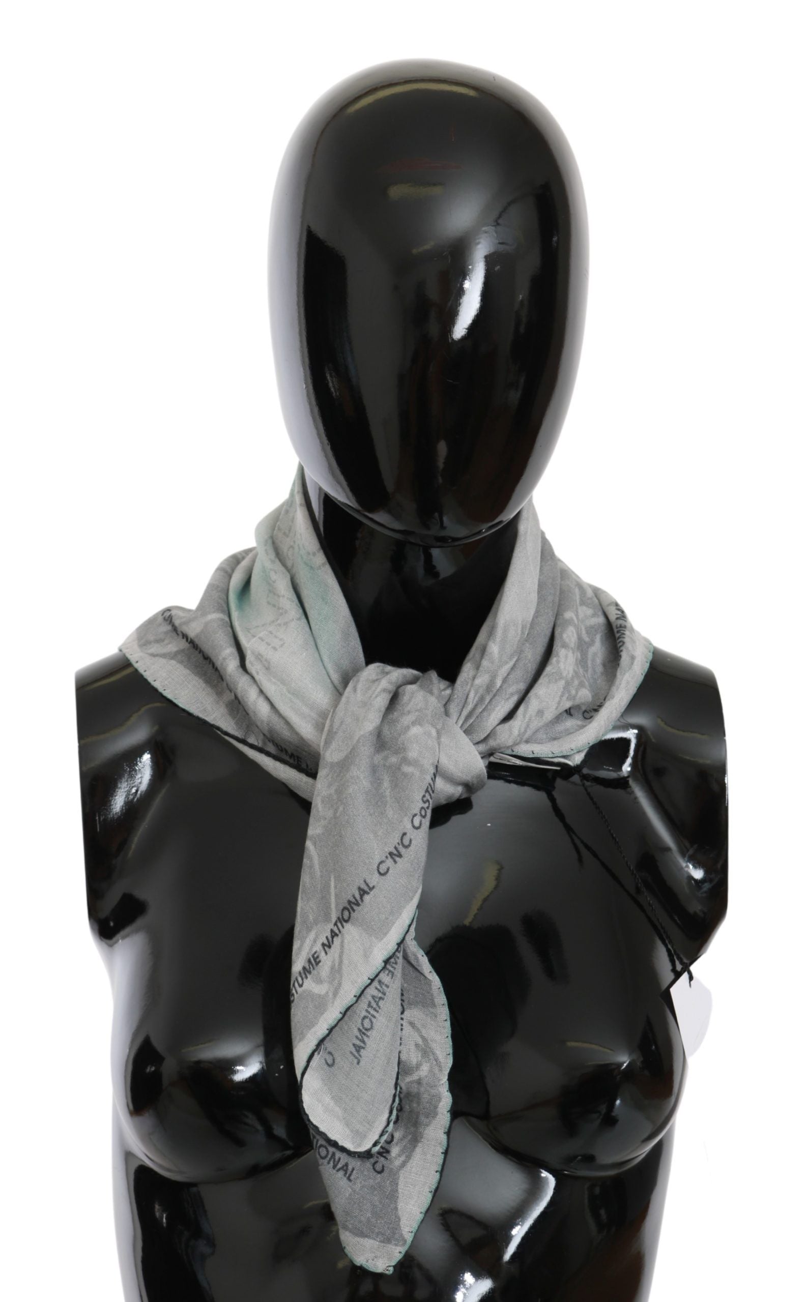 Costume National Gray Silk Shawl Foulard Wrap Scarf - ClickThatClicks 