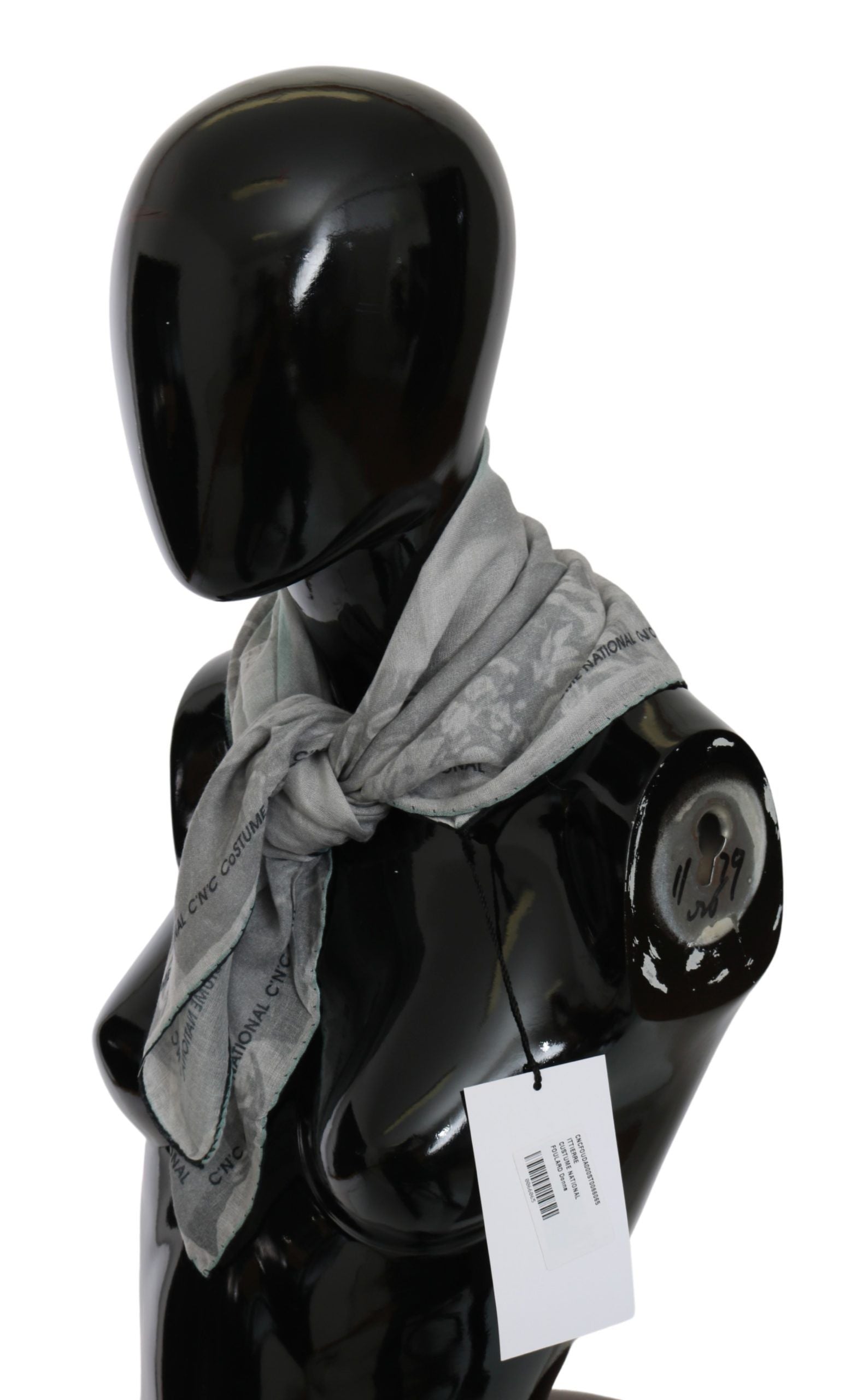 Costume National Gray Silk Shawl Foulard Wrap Scarf - ClickThatClicks 
