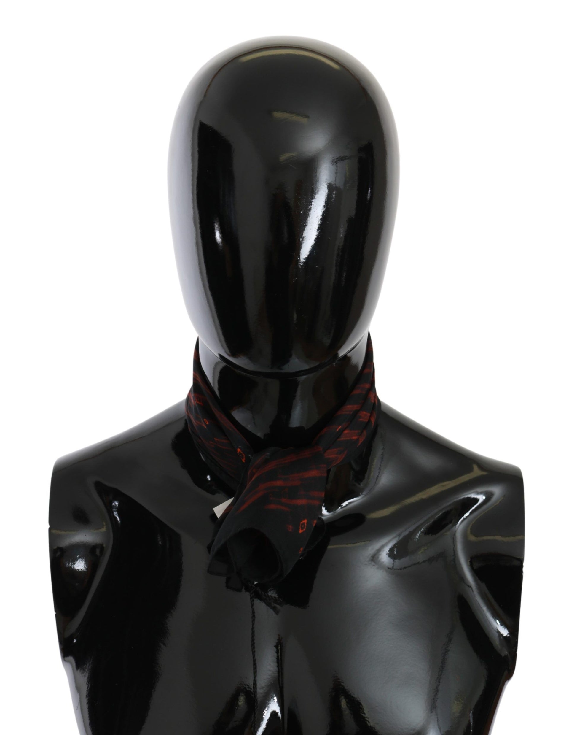 Costume National Black Orange 100% Silk Branded Scarf - ClickThatClicks 