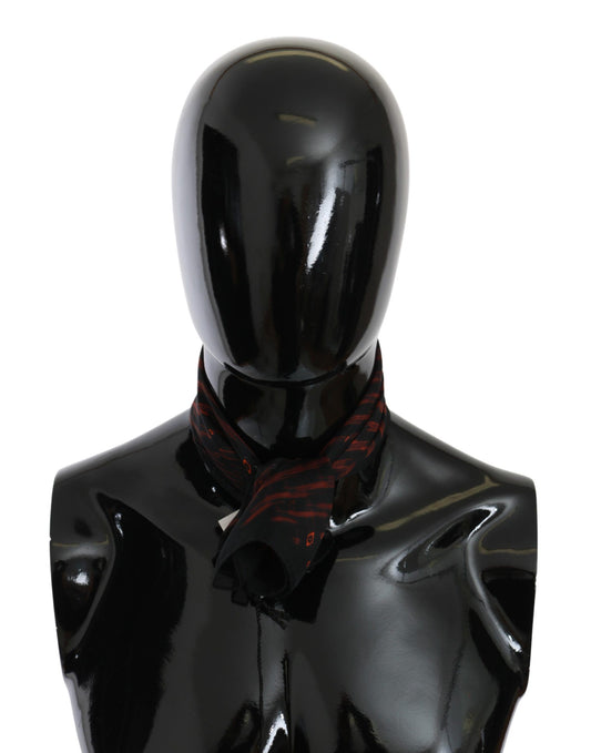 Costume National Black Orange 100% Silk Branded Scarf - ClickThatClicks 