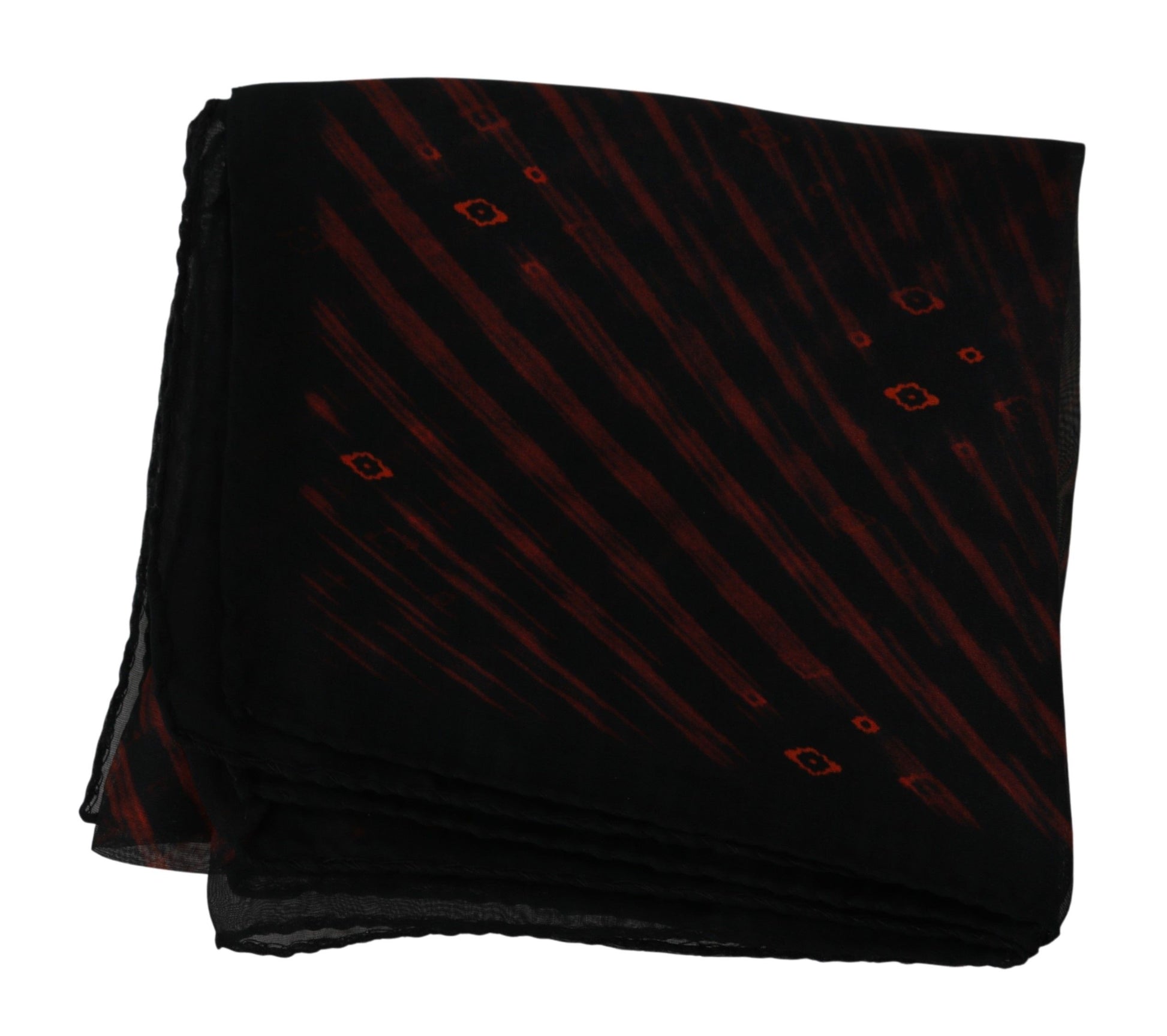 Costume National Black Orange 100% Silk Branded Scarf - ClickThatClicks 
