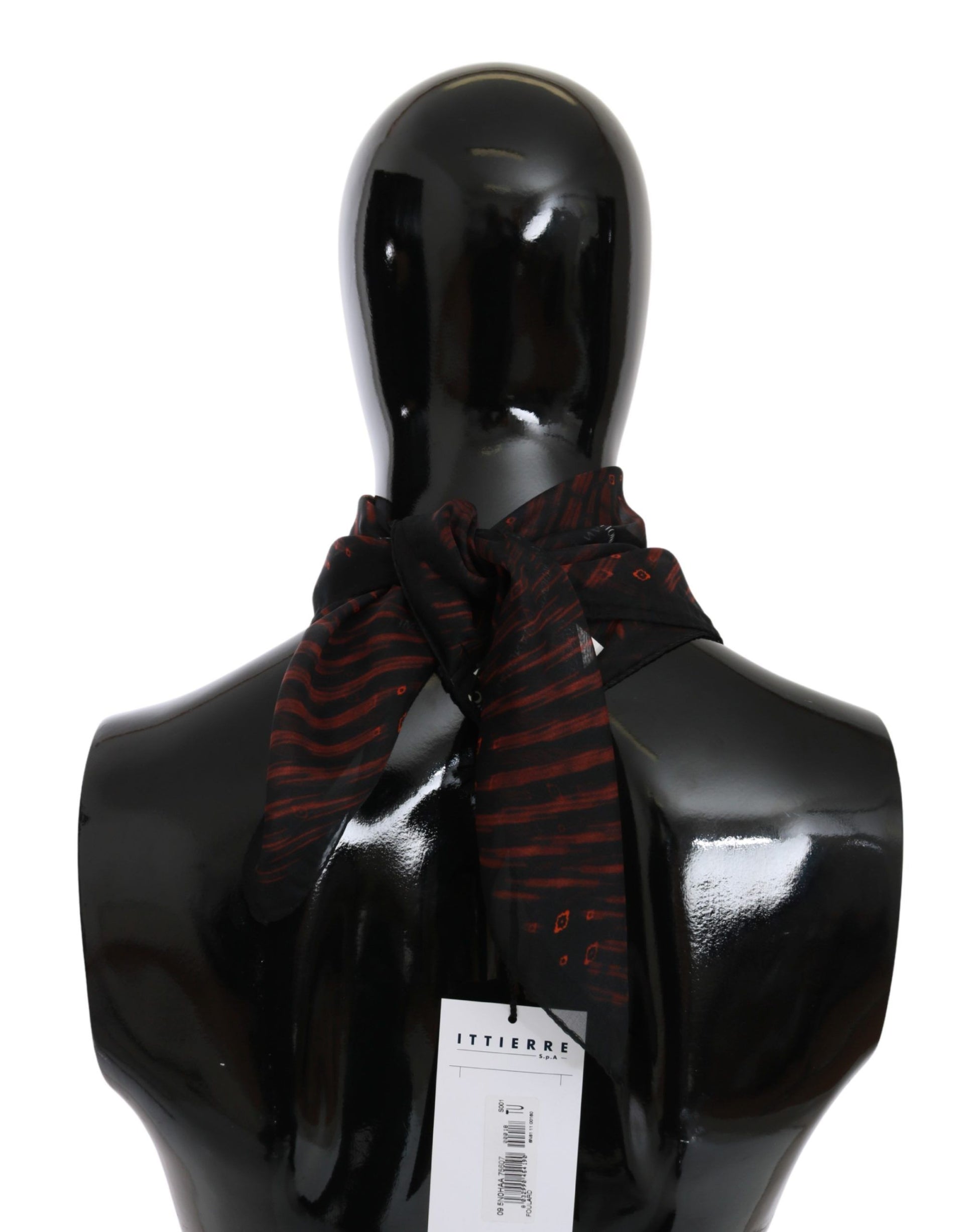 Costume National Black Orange 100% Silk Branded Scarf - ClickThatClicks 