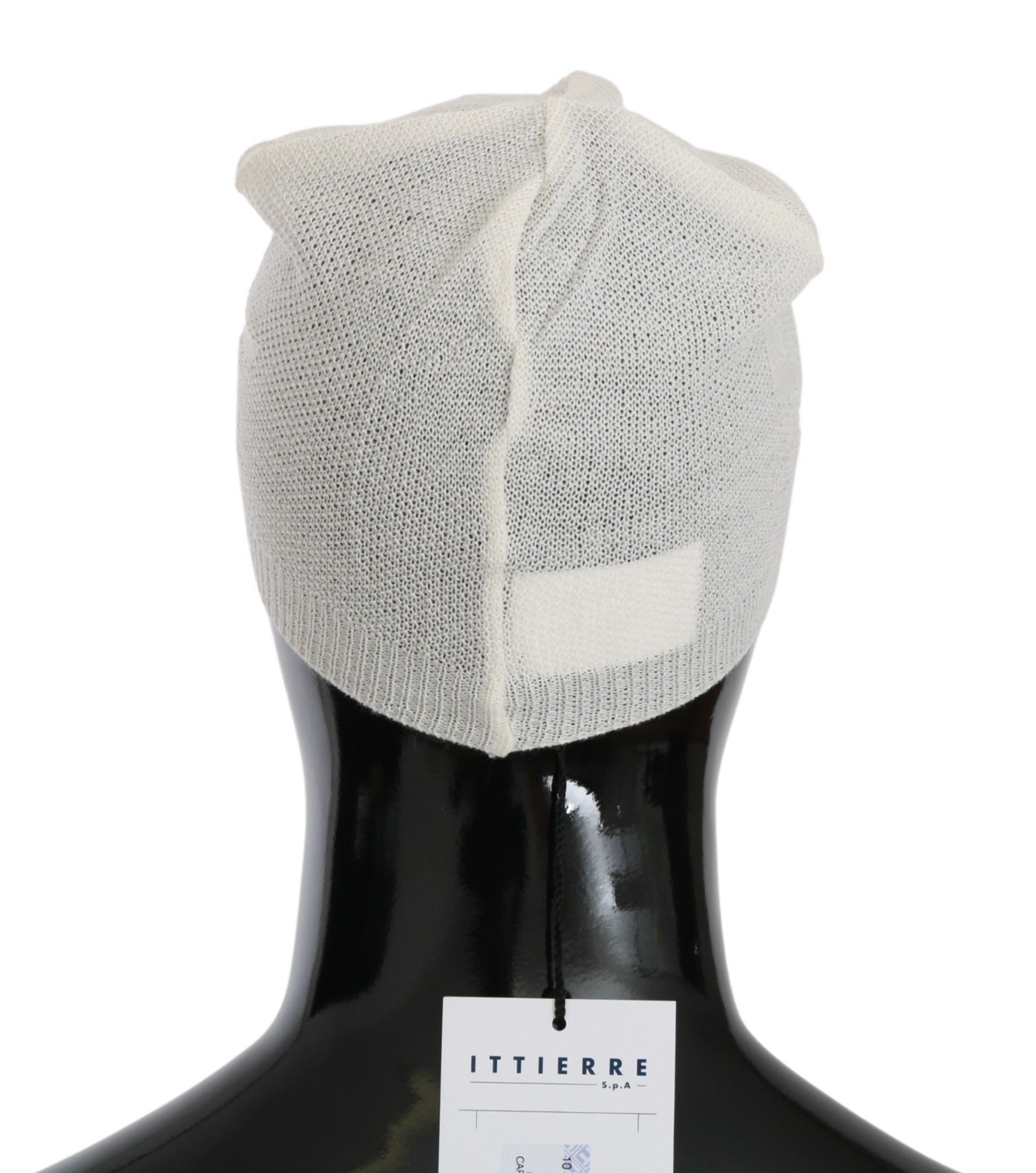 Costume National Beanie White Wool Blend Branded Hat - ClickThatClicks 
