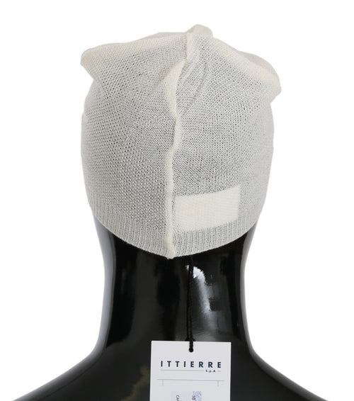 Costume National Beanie White Wool Blend Branded Hat - ClickThatClicks 