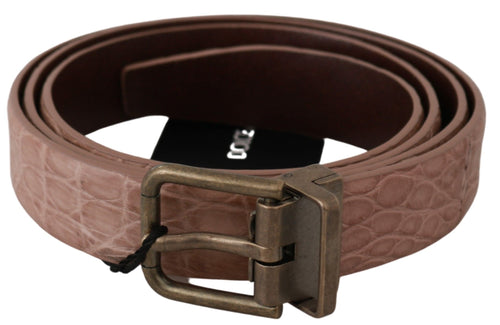 Dolce & Gabbana Beige Exotic Skin Gold Buckle Leather Belt - ClickThatClicks 