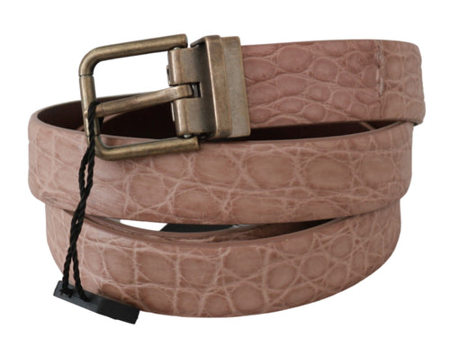 Dolce & Gabbana Beige Exotic Skin Gold Buckle Leather Belt - ClickThatClicks 