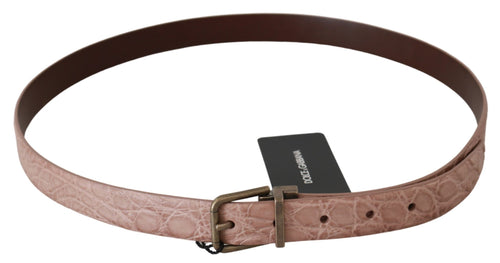Dolce & Gabbana Beige Exotic Skin Gold Buckle Leather Belt - ClickThatClicks 