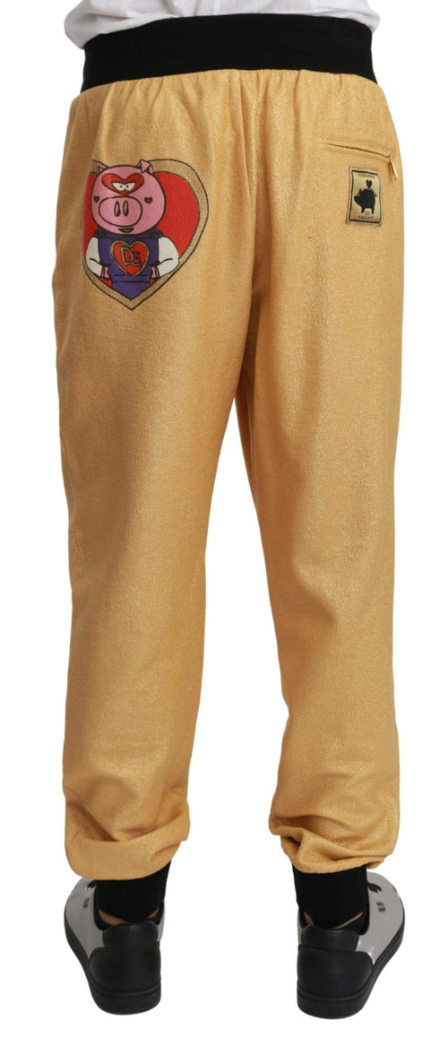 Dolce & Gabbana Gold Year Of The Pig Cotton Mens Pants - ClickThatClicks 