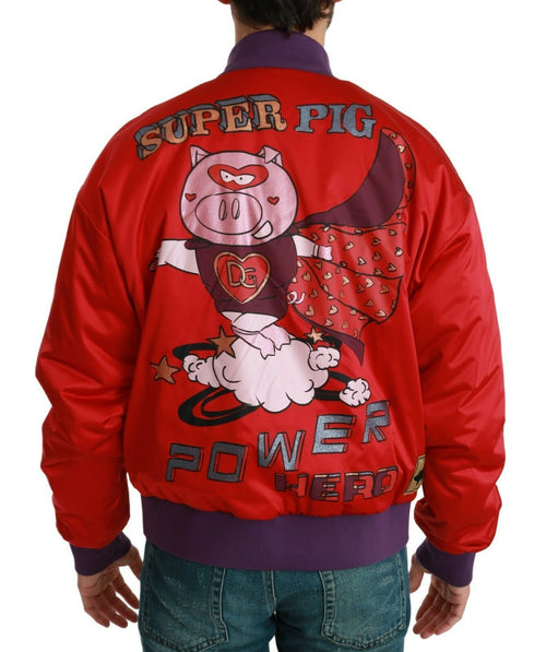 Dolce & Gabbana Red YEAR OF THE PIG Bomber Jacket - ClickThatClicks 