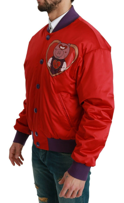 Dolce & Gabbana Red YEAR OF THE PIG Bomber Jacket - ClickThatClicks 