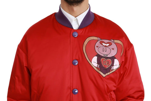Dolce & Gabbana Red YEAR OF THE PIG Bomber Jacket - ClickThatClicks 