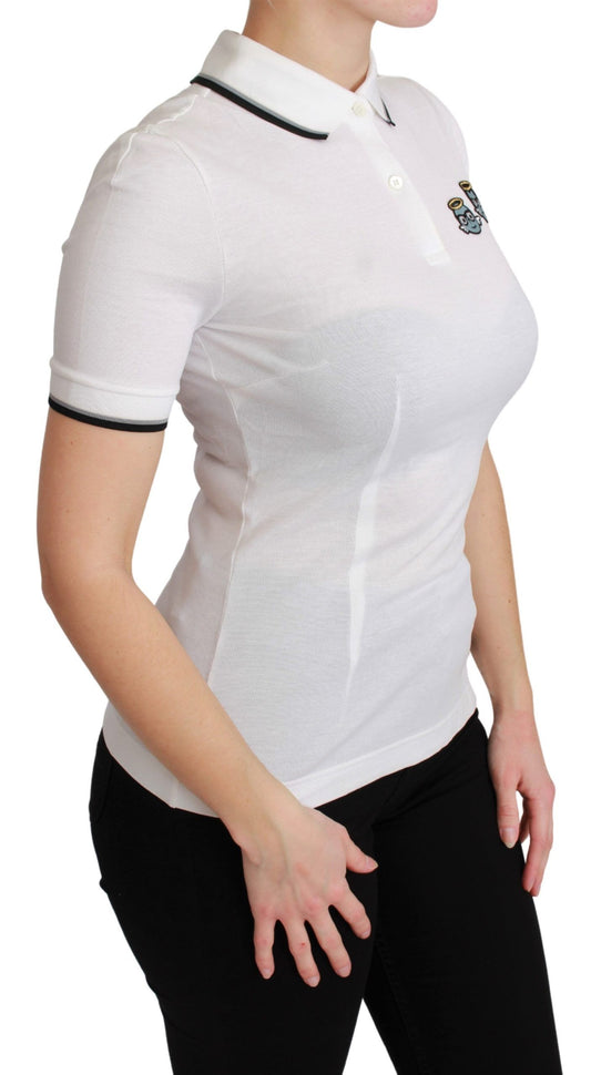 Dolce & Gabbana White Cotton Polo #dgfamily T-shirt - ClickThatClicks 