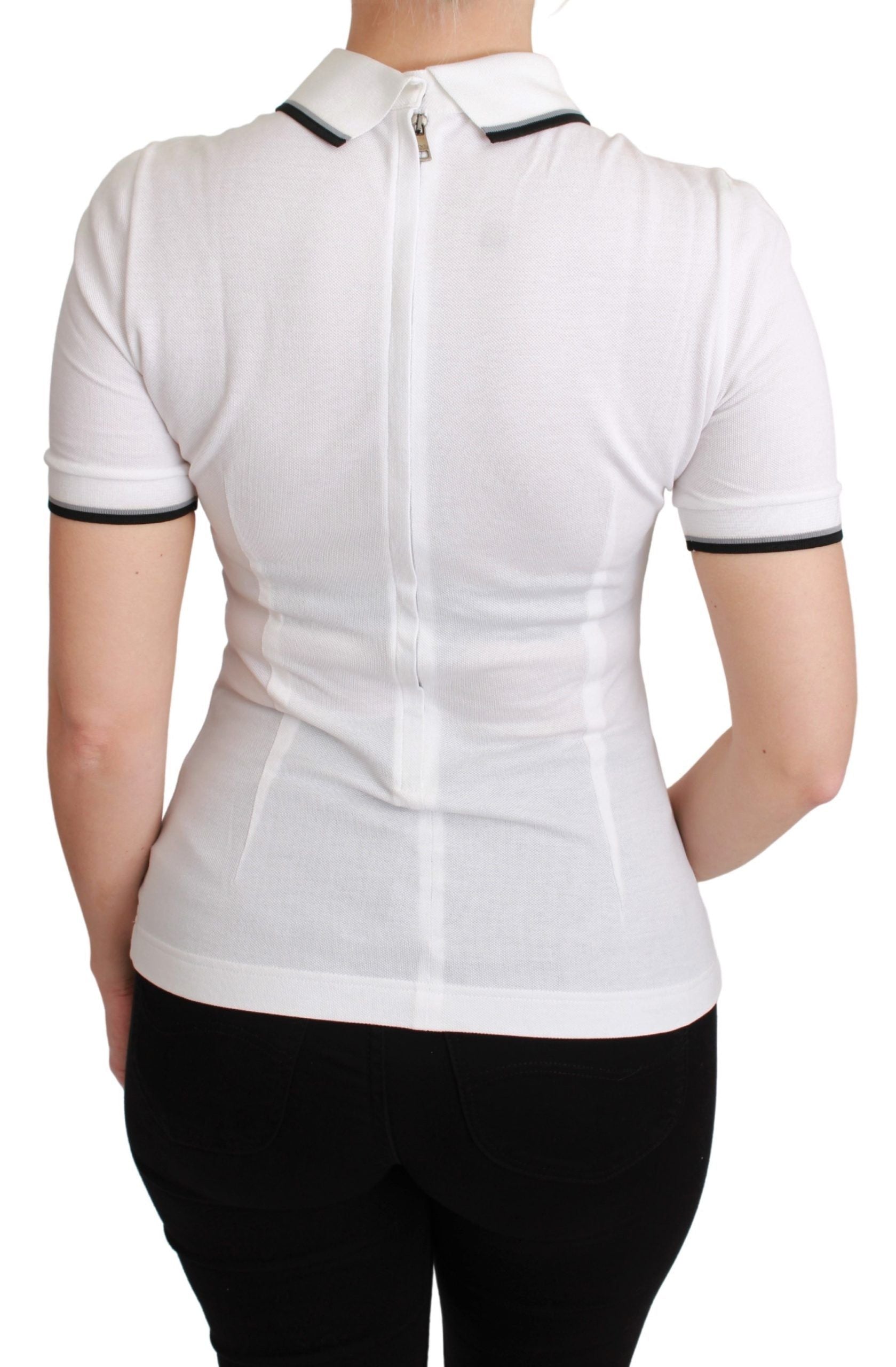 Dolce & Gabbana White Cotton Polo #dgfamily T-shirt - ClickThatClicks 