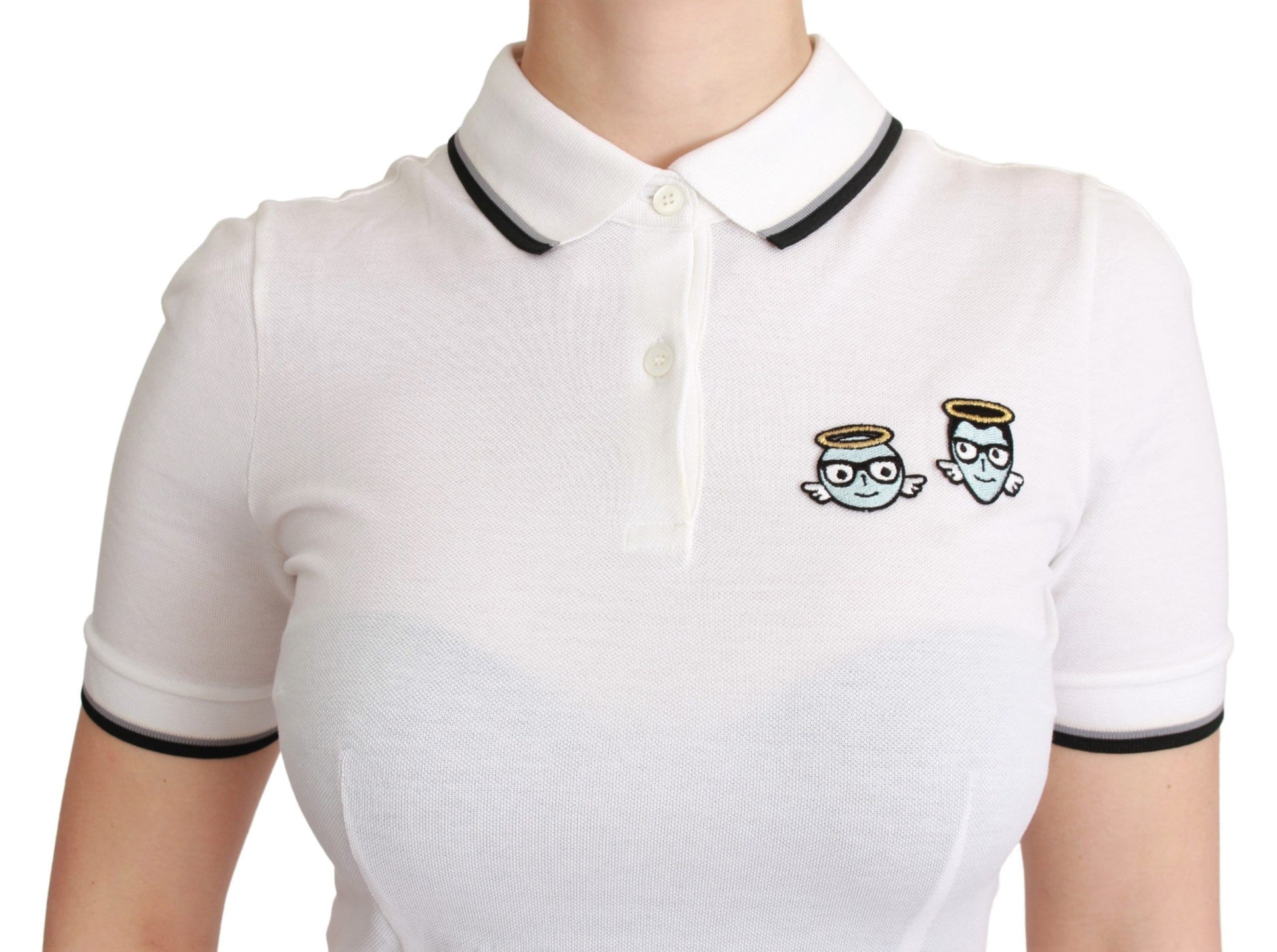 Dolce & Gabbana White Cotton Polo #dgfamily T-shirt - ClickThatClicks 