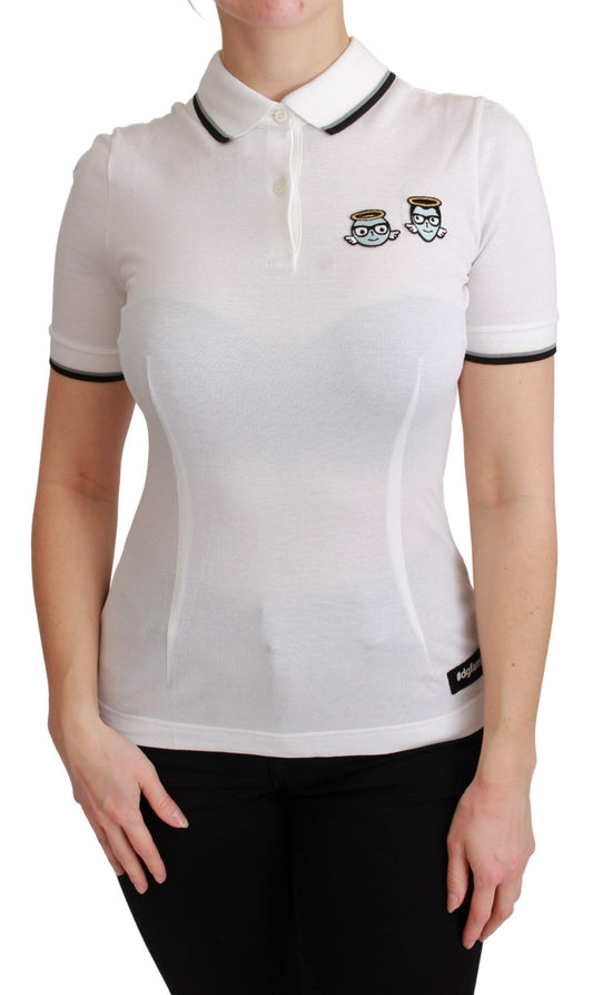 Dolce & Gabbana White Cotton Polo #dgfamily T-shirt - ClickThatClicks 