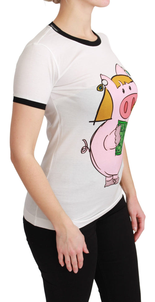 Dolce & Gabbana White YEAR OF THE PIG Top Cotton T-shirt - ClickThatClicks 